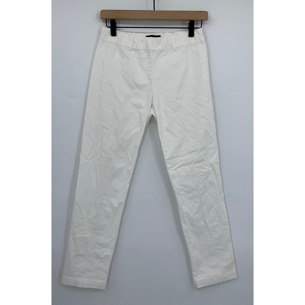 The Row Pants Womens Small Off White Cotton Blend Pull On Elastic Waist